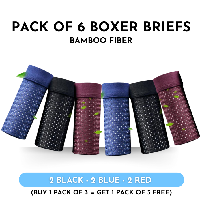 BoxHero™ - Pack of 6 Bamboo Fiber Boxer Briefs - Buy 3, get 3